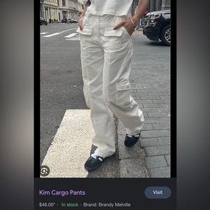 Brandy Melville White Kim Cargo Pants Brand New with tags